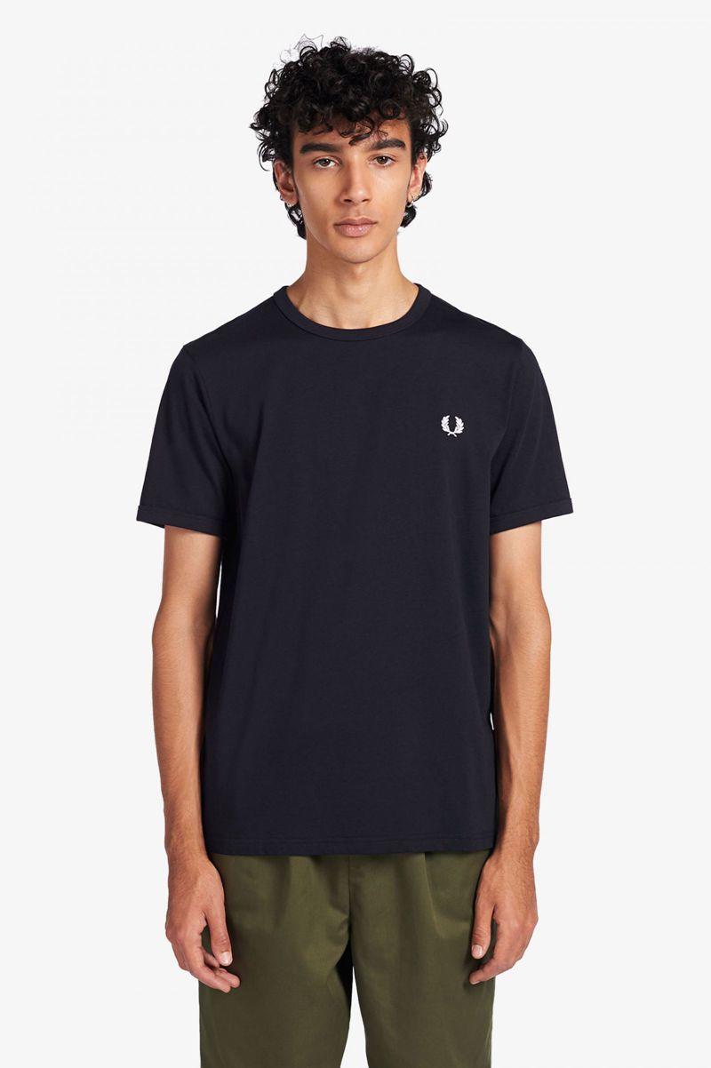 Navy Fred Perry Ringer Men\'s T Shirts | PH 1747AHKP